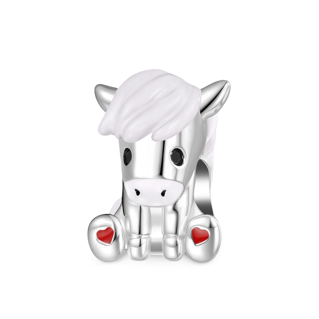 Gnoce Cute Horse Charm Platinum-plated Silver Blend_1