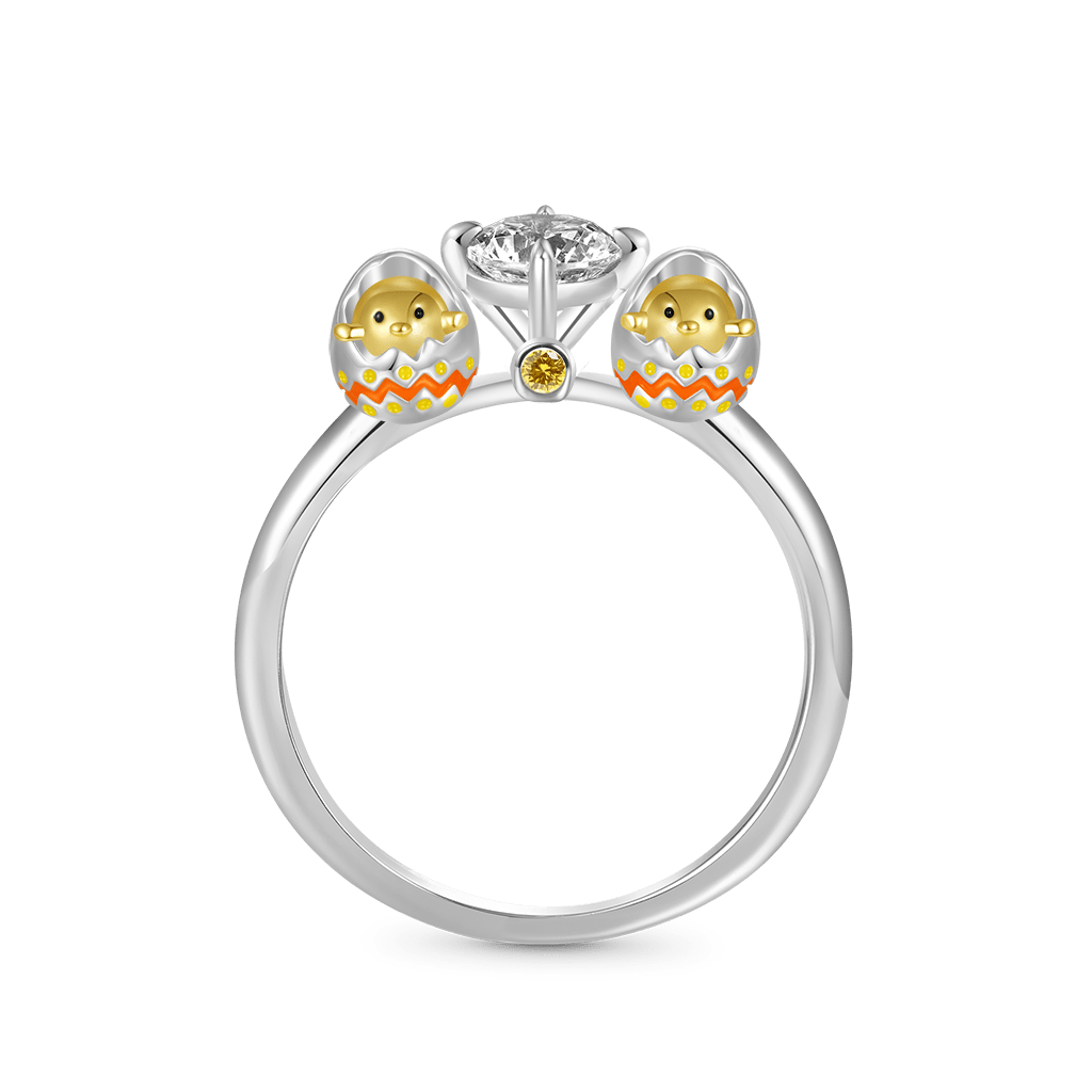 Gnoce Easter Egg Shell Hug White Diamond Ring_1
