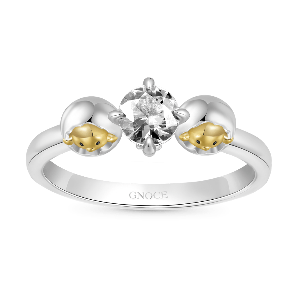 Gnoce Easter Egg Shell Hug White Diamond Ring_2