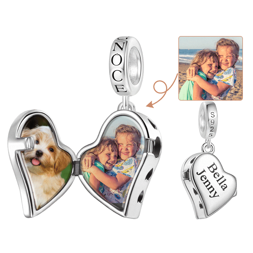 Gnoce Multiple Photo Locket Engravable Charm Platinum-plated Silver Blend_1