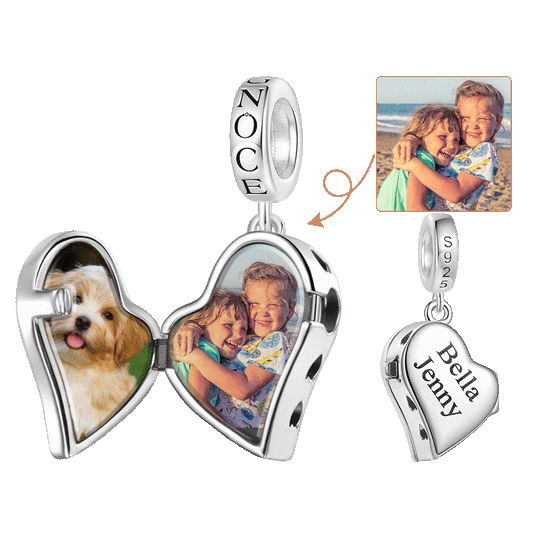 Gnoce Multiple Photo Locket Engravable Charm Platinum-plated Silver Blend_1