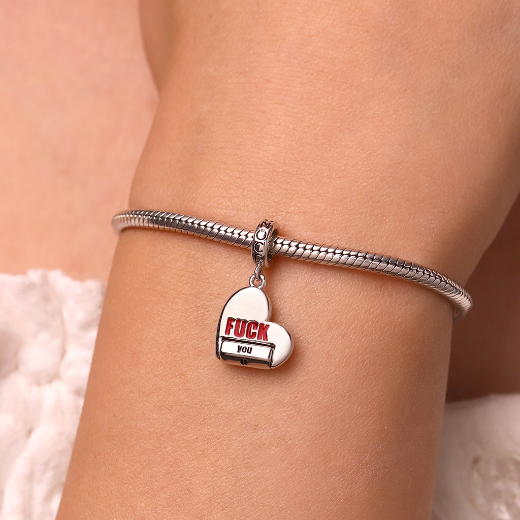 Gnoce Heart Rotating 'FUCK' World Pendant Dangle Charm_6