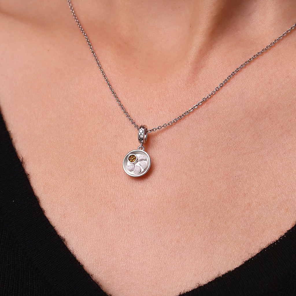 Gnoce A Plate of Dumplings Food Charm Platinum-plated Silver Blend_6