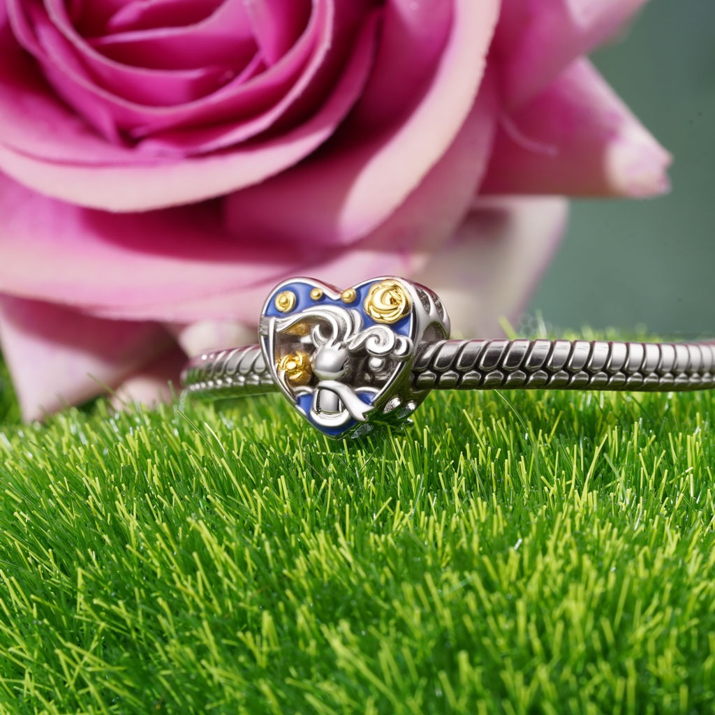 Gnoce Little Boy Looking up Sky Charm Platinum-plated Silver Blend_4