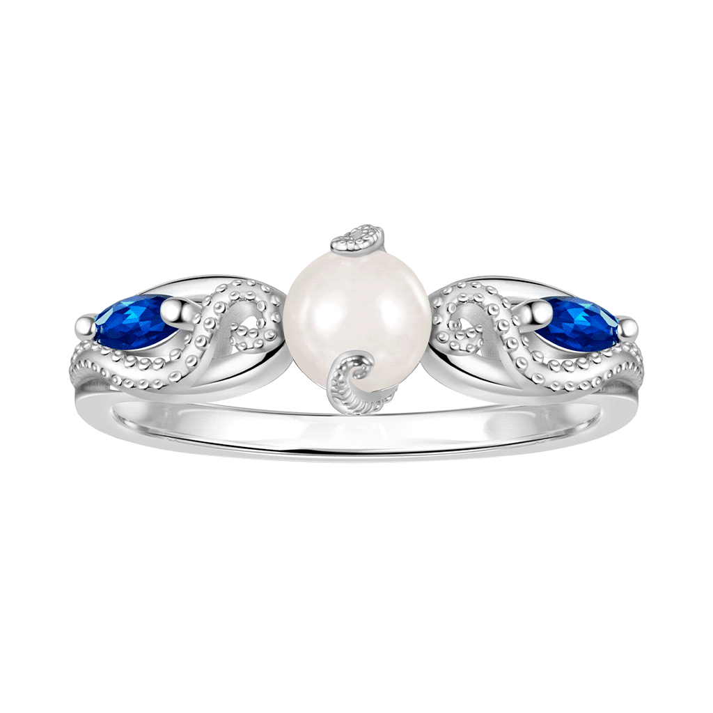 Gnoce Luminous Ocean Octopus Tentacle Ring Platinum-plated Silver Blend_1