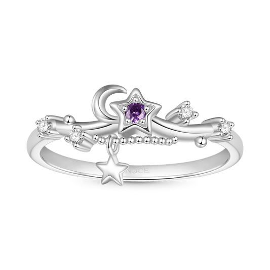 Gnoce Starry Blue Sparkling Moon Wave Ring Platinum-plated Silver Blend_1