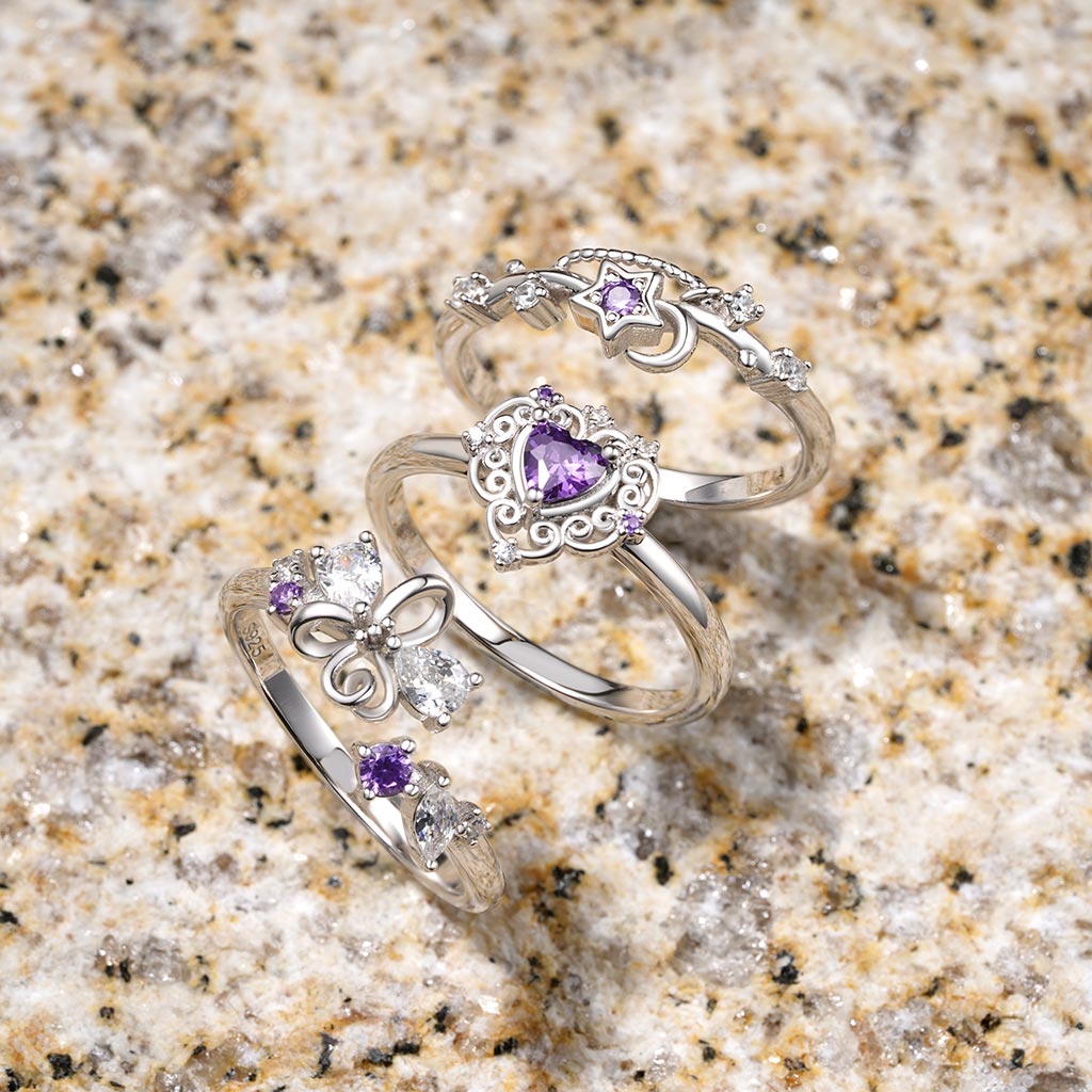 Gnoce Starry Blue Sparkling Moon Wave Ring Platinum-plated Silver Blend_3