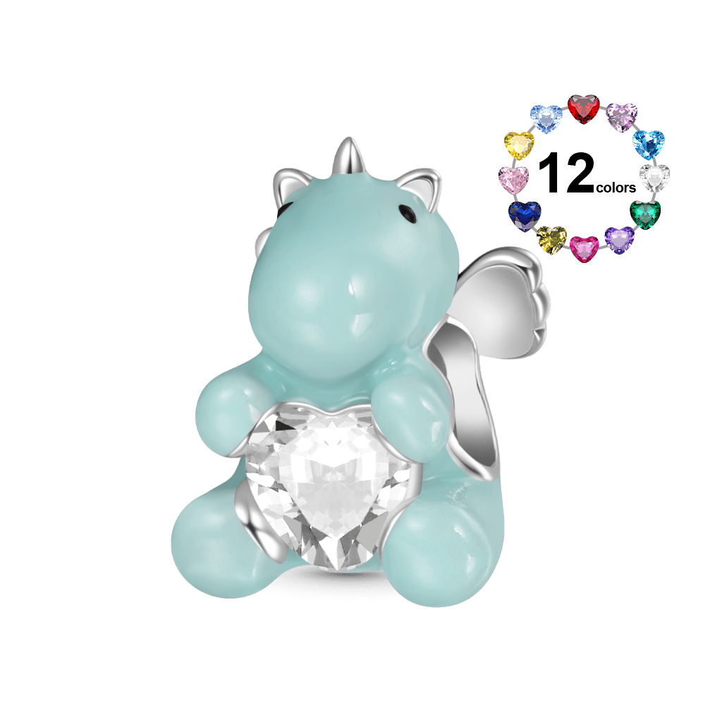 Gnoce Glow-in-the-Dark Unicorn Embraces Love Charm Platinum-plated Silver Blend_1