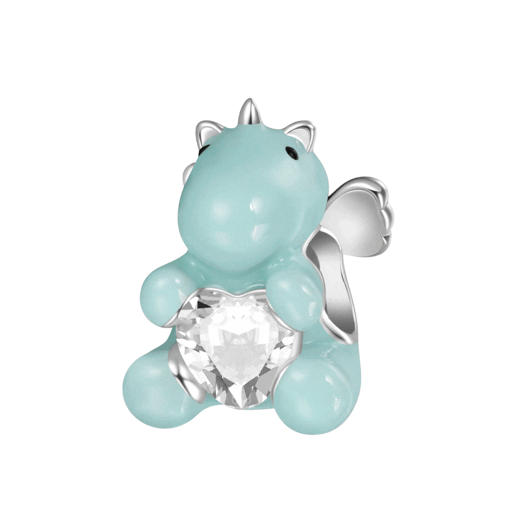 Gnoce Glow-in-the-Dark Unicorn Embraces Love Charm Platinum-plated Silver Blend_2