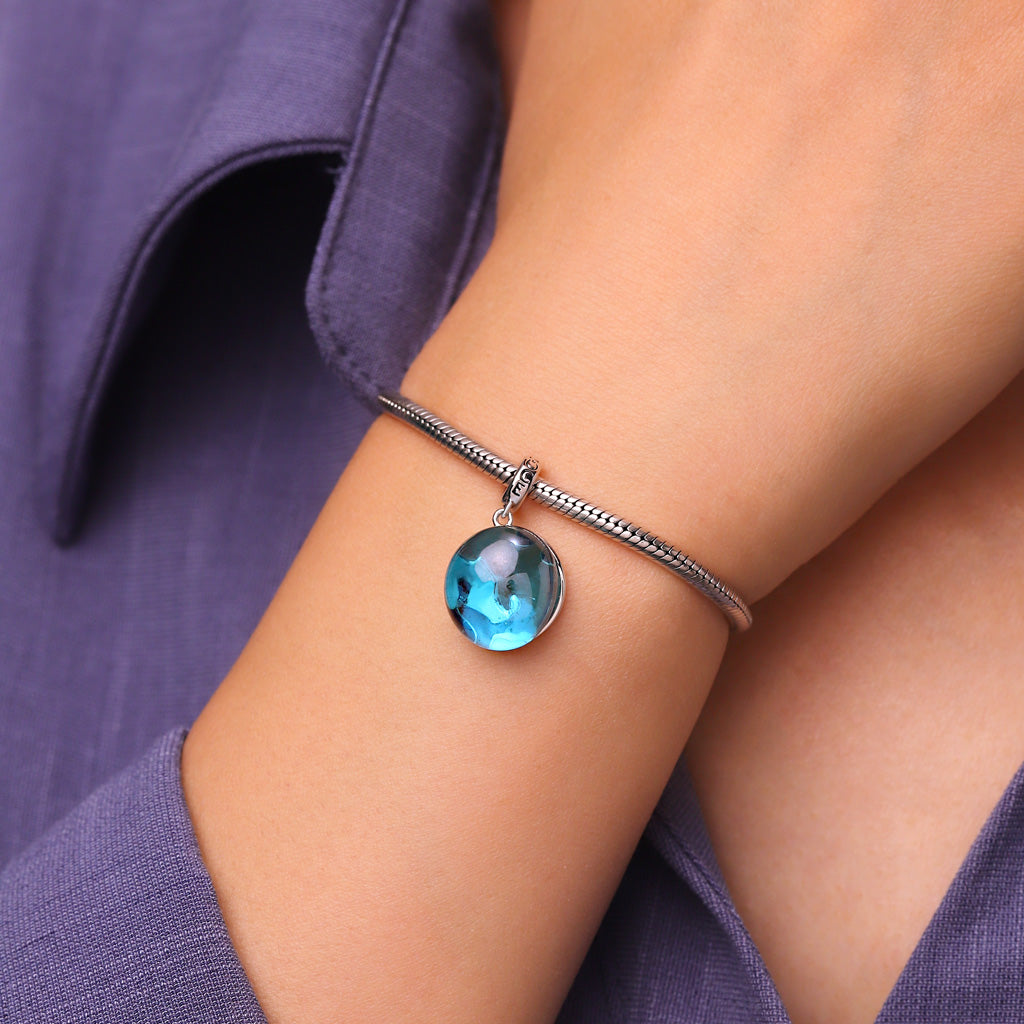 Gnoce Hammerhead Shark Glass Projection Charm Platinum-plated Silver Blend_6