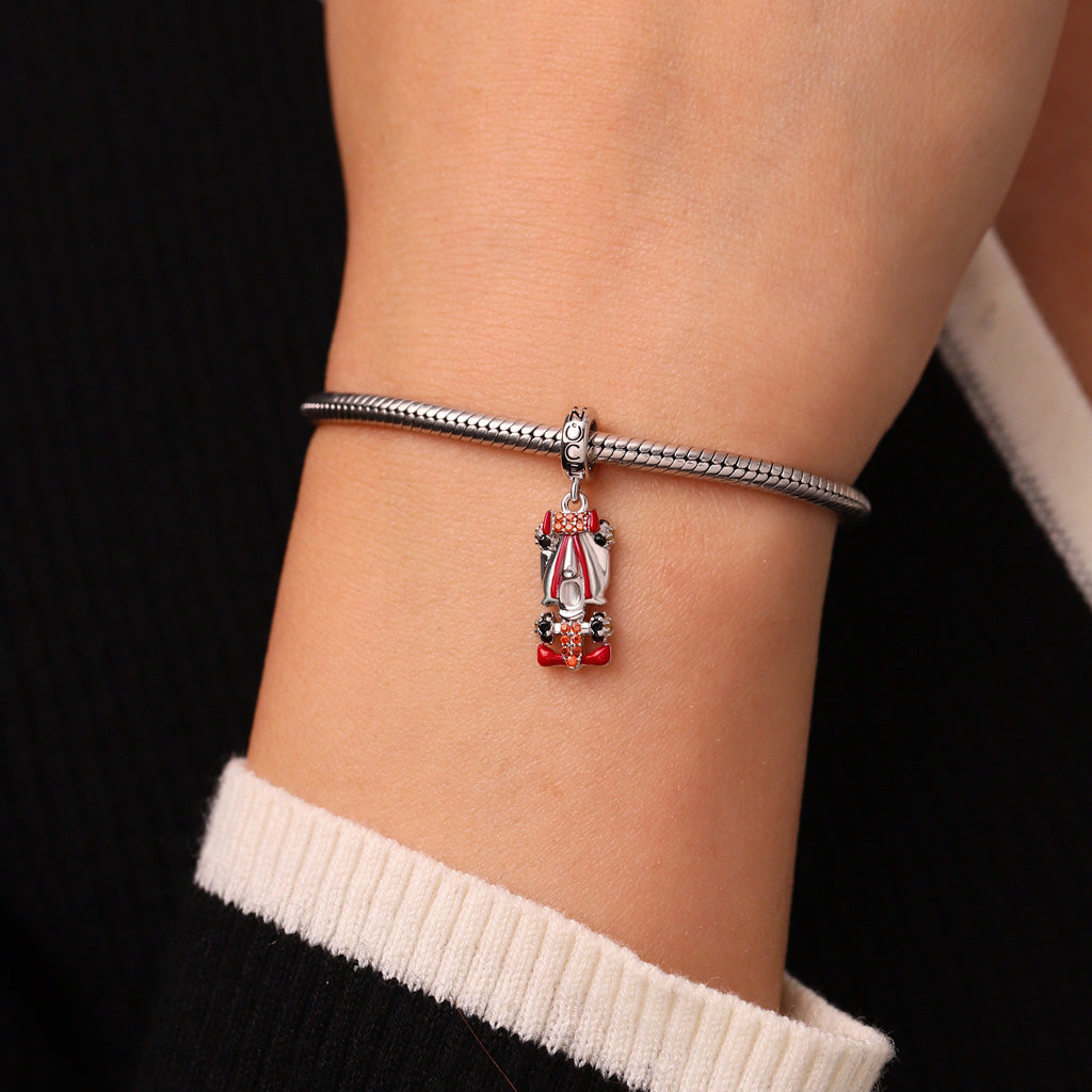 Gnoce Engravable Race Car Charm Platinum-plated Silver Blend_6