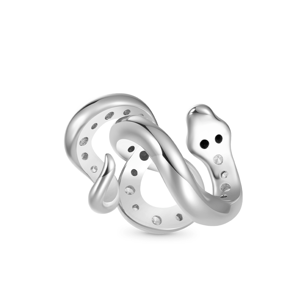 Gnoce White Snake White Diamond Charm Platinum-plated Silver Blend_2