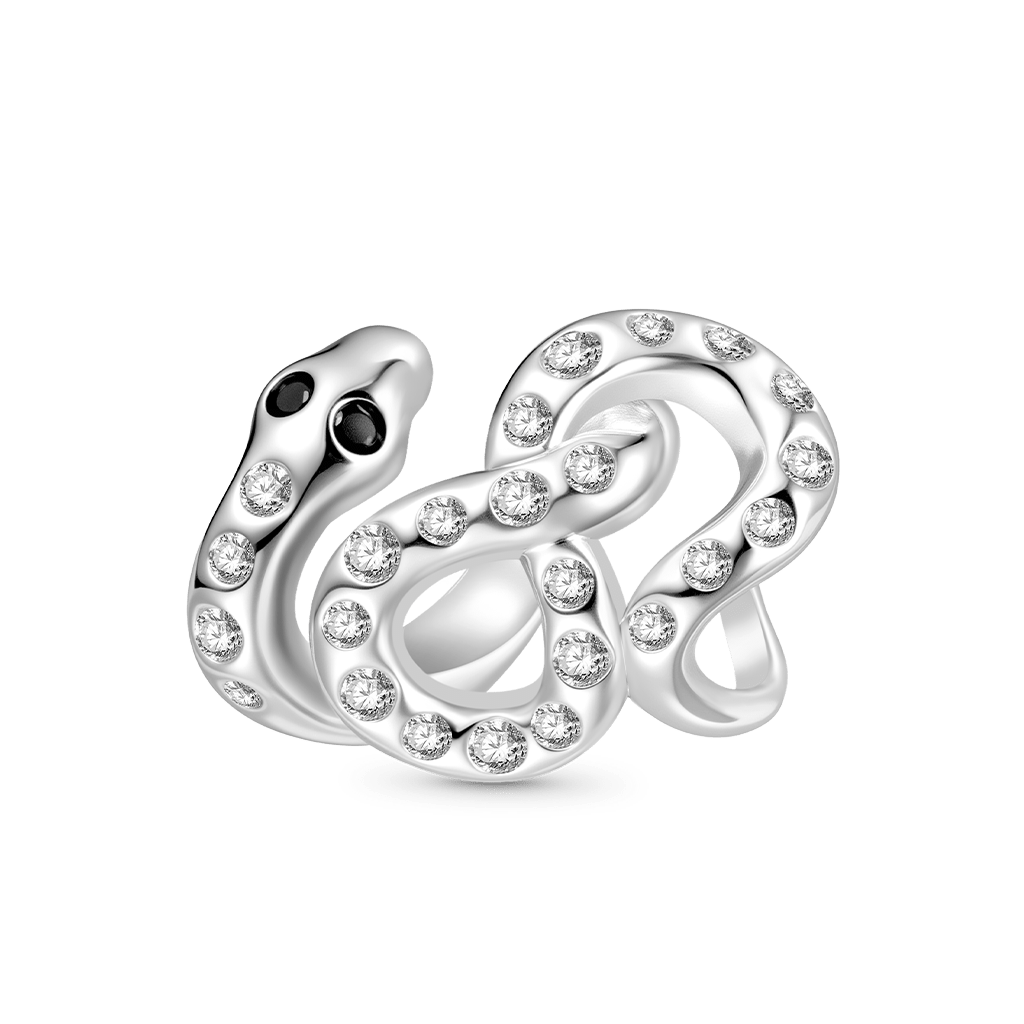 Gnoce White Snake White Diamond Charm Platinum-plated Silver Blend_1