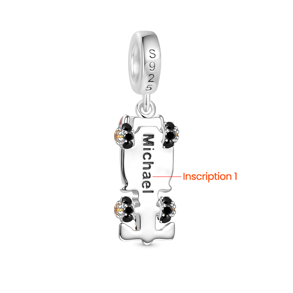 Gnoce Engravable Race Car Charm Platinum-plated Silver Blend_2