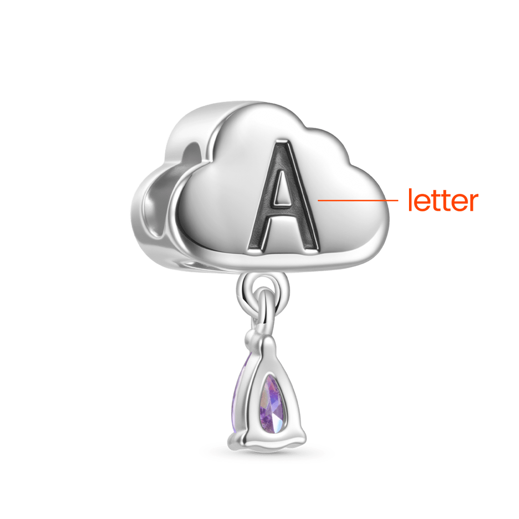 Gnoce Cloud Water Drop Birthstone Charm Platinum-plated Silver Blend_2