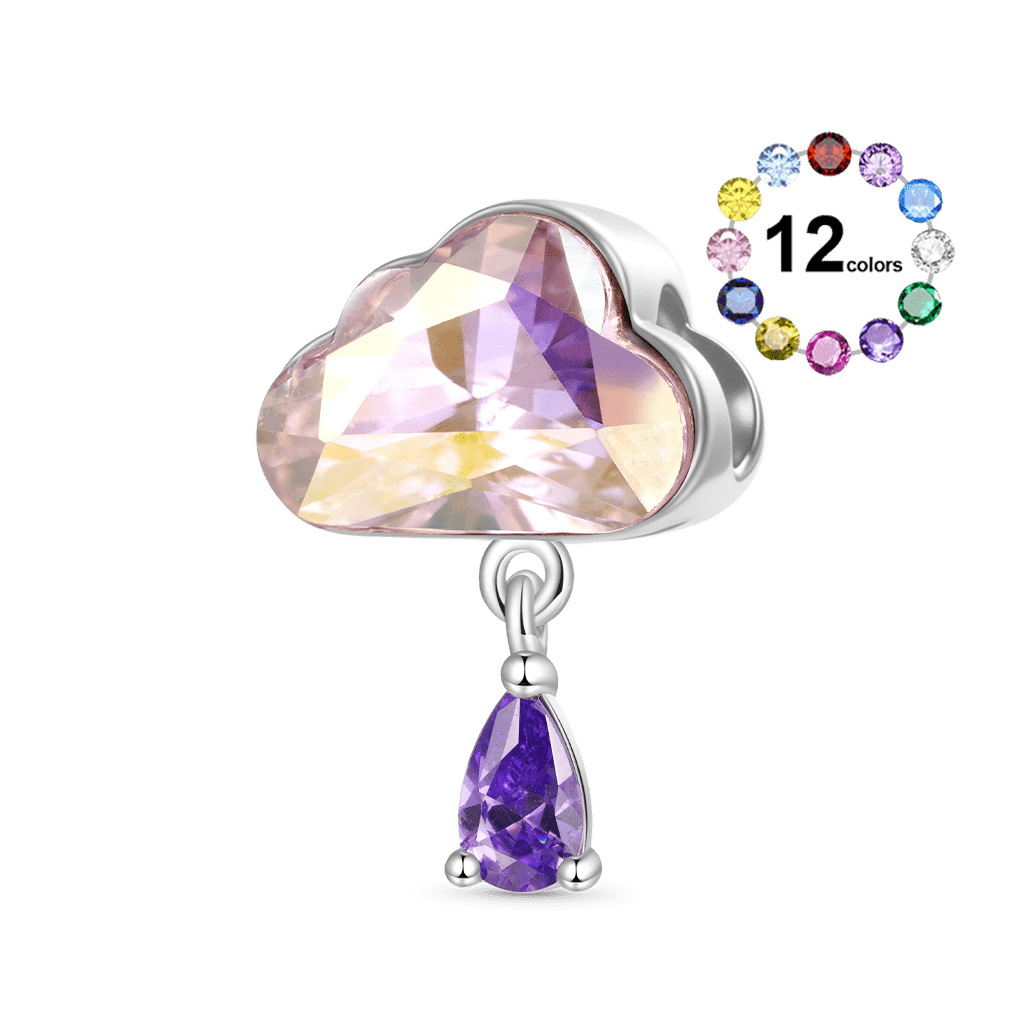 Gnoce Cloud Water Drop Birthstone Charm Platinum-plated Silver Blend_1