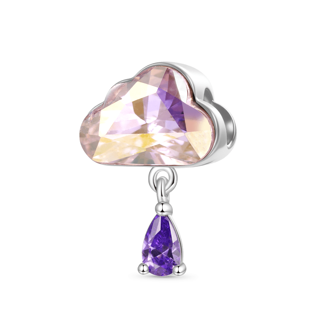 Gnoce Cloud Water Drop Birthstone Charm Platinum-plated Silver Blend_3