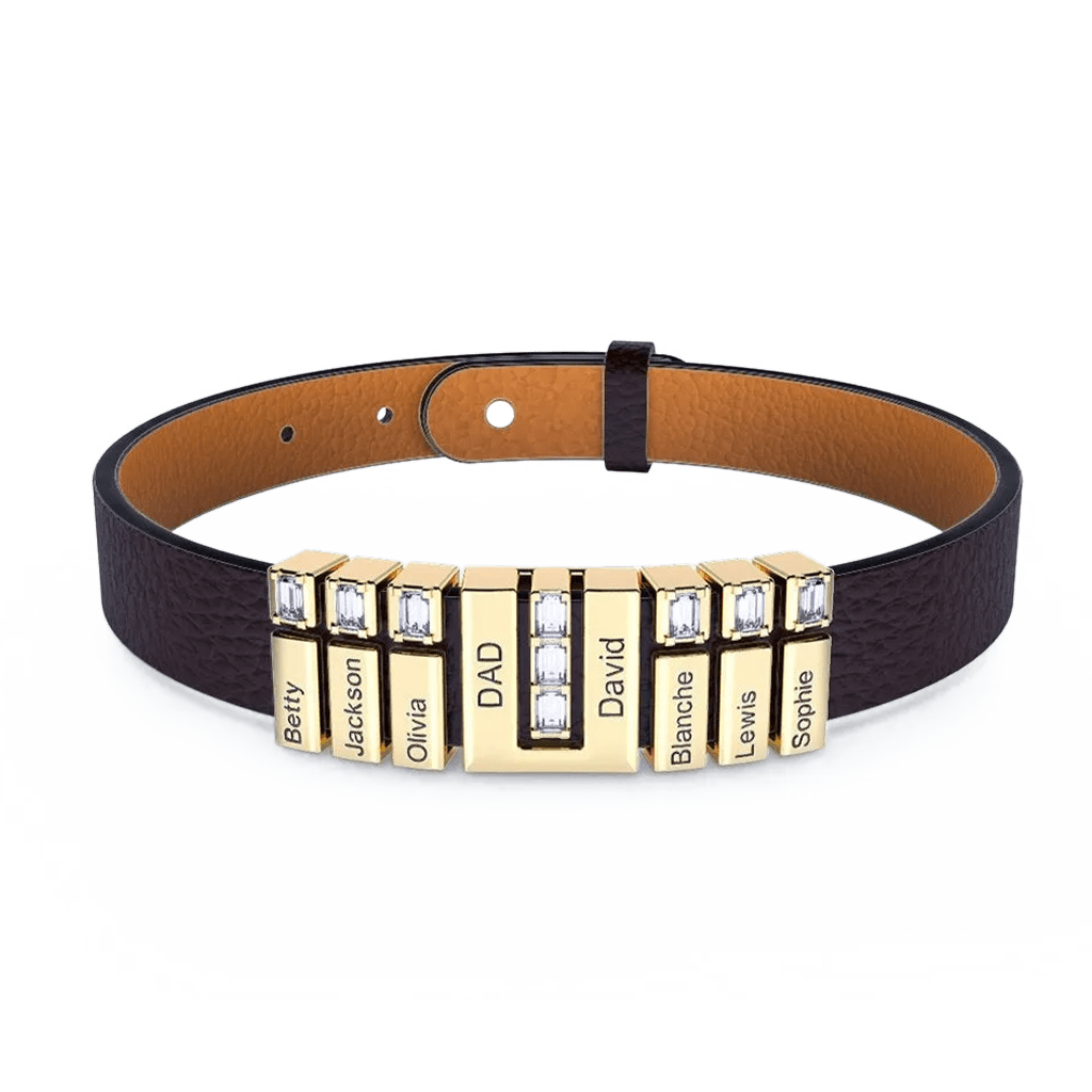 Gnoce Black Punk DIY Leather Personalized Bracelet with 2-8 Clasp_1