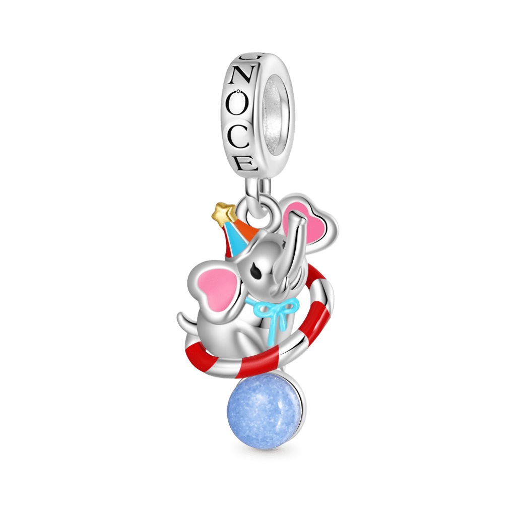 Gnoce Funny Circus Elephant Glow-in-the-Dark Charm Platinum-plated Silver Blend_2