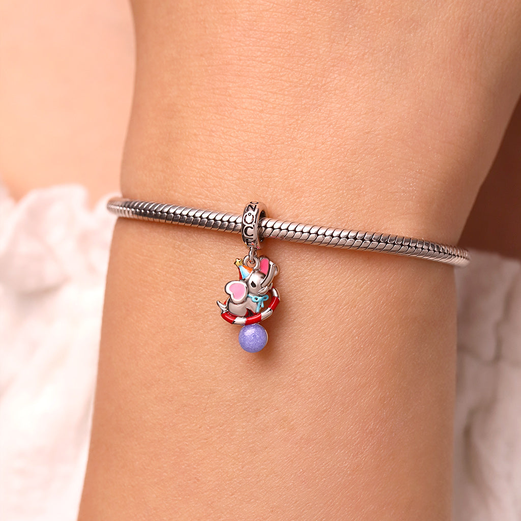 Gnoce Funny Circus Elephant Glow-in-the-Dark Charm Platinum-plated Silver Blend_6