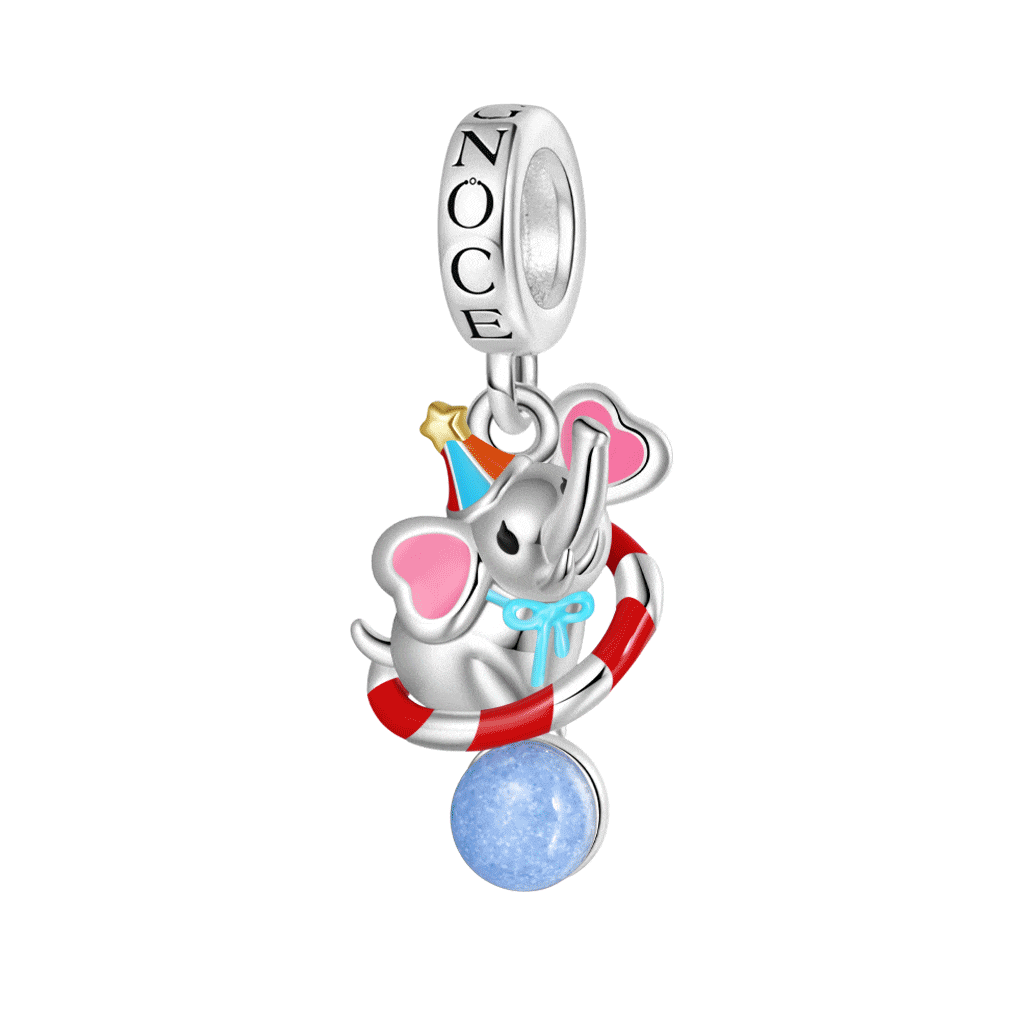Gnoce Funny Circus Elephant Glow-in-the-Dark Charm Platinum-plated Silver Blend_1