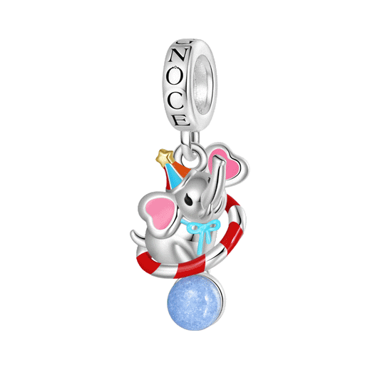 Gnoce Funny Circus Elephant Glow-in-the-Dark Charm Platinum-plated Silver Blend_1