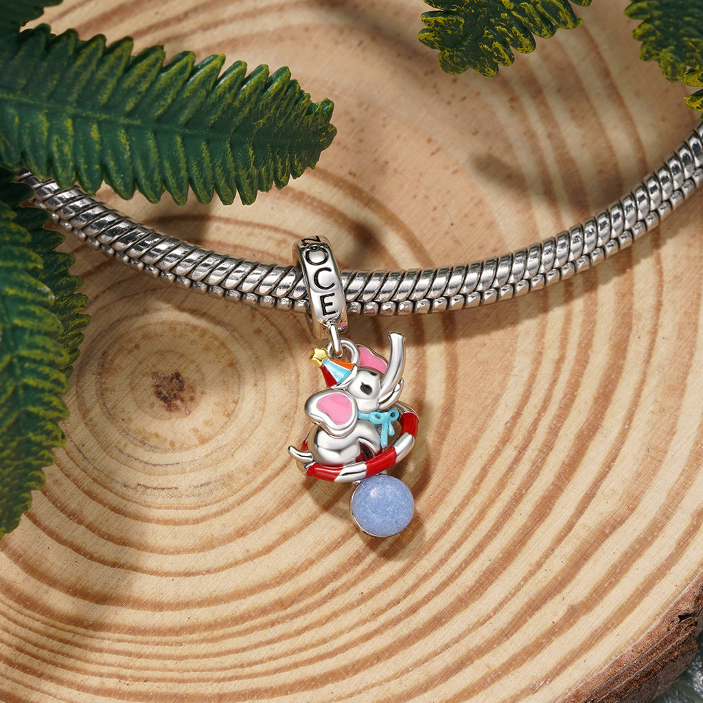 Gnoce Funny Circus Elephant Glow-in-the-Dark Charm Platinum-plated Silver Blend_4