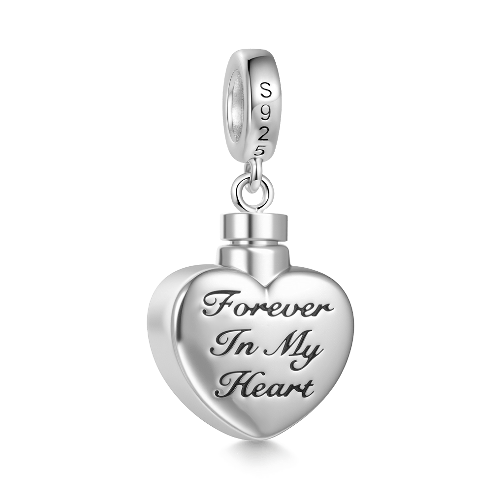 Gnoce Mum Heart Memorial Urn Ashes Charm Platinum-plated Silver Blend_4