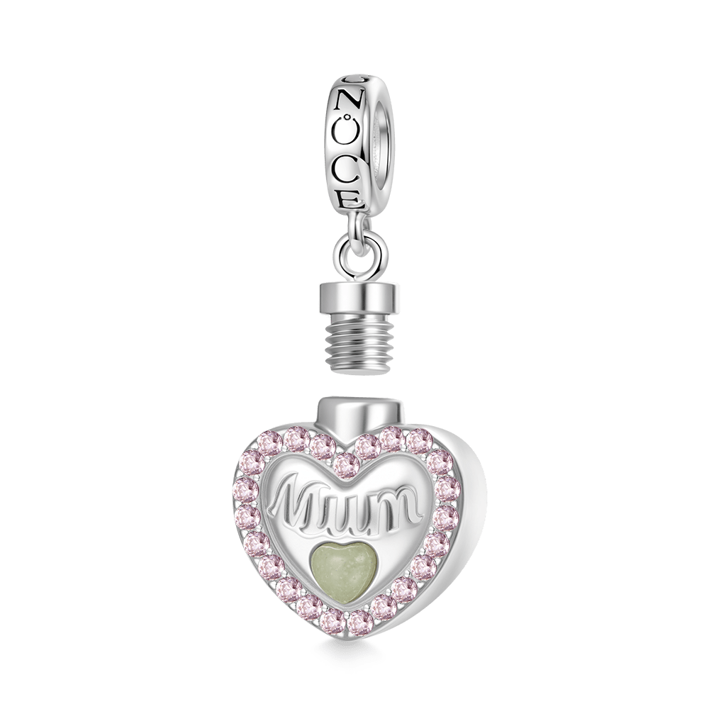 Gnoce Mum Heart Memorial Urn Ashes Charm Platinum-plated Silver Blend_3
