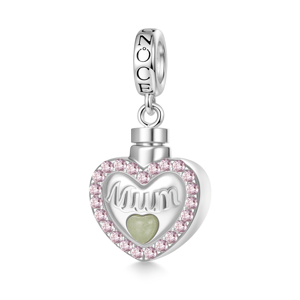 Gnoce Mum Heart Memorial Urn Ashes Charm Platinum-plated Silver Blend_2