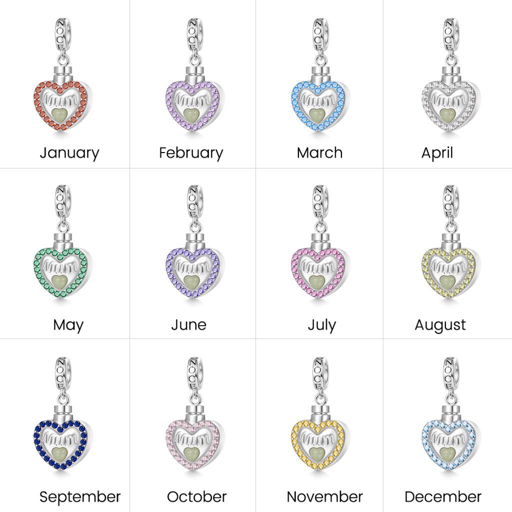 Gnoce Mum Heart Memorial Urn Ashes Charm Platinum-plated Silver Blend_5