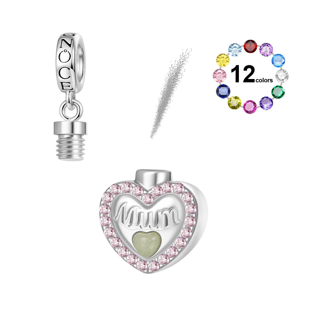 Gnoce Mum Heart Memorial Urn Ashes Charm Platinum-plated Silver Blend_1