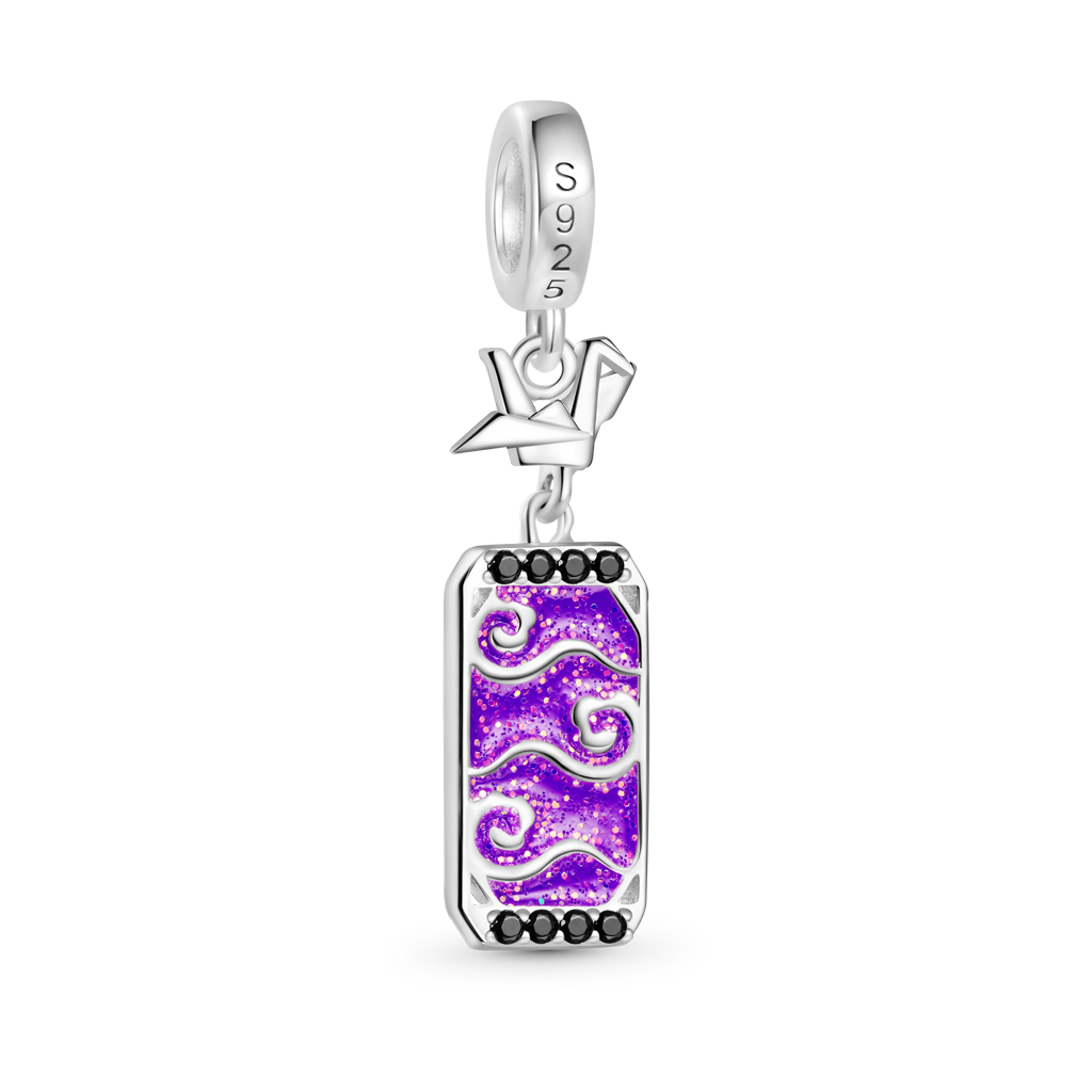 Gnoce Thousand Paper Cranes Amulet Ukiyo-e Charm Platinum-plated Silver Blend_2