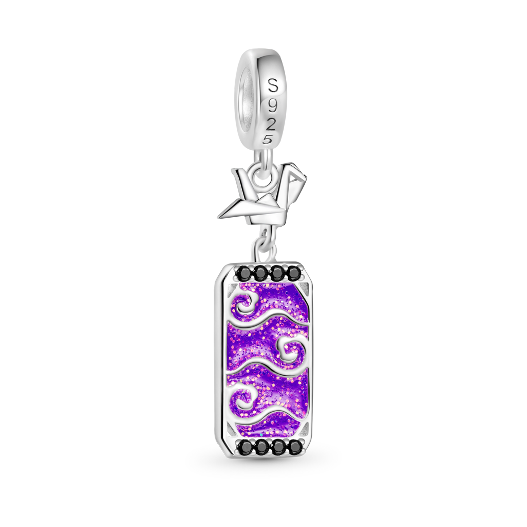 Gnoce Thousand Paper Cranes Amulet Ukiyo-e Charm Platinum-plated Silver Blend_2