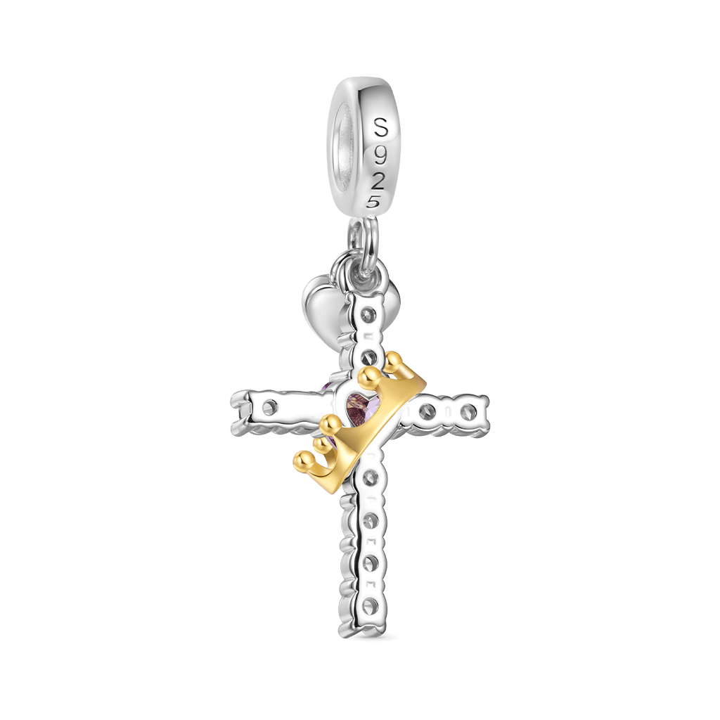 Gnoce Crown of Thorns Nail Cross Charm Platinum-plated Silver Blend_3