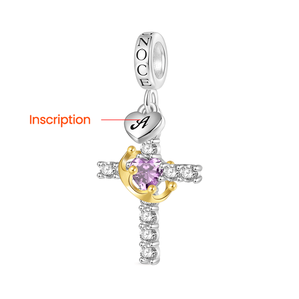 Gnoce Crown of Thorns Nail Cross Charm Platinum-plated Silver Blend_2