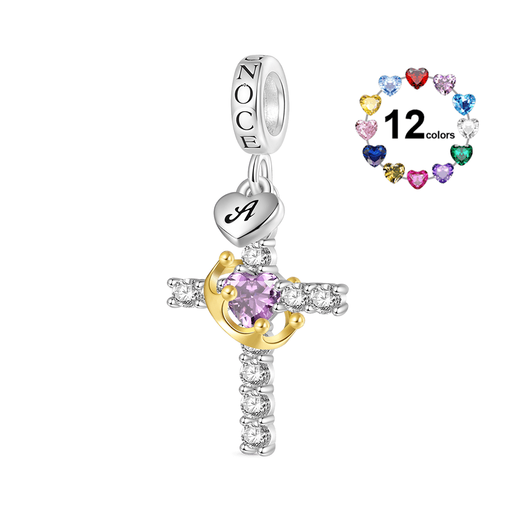 Gnoce Crown of Thorns Nail Cross Charm Platinum-plated Silver Blend_1