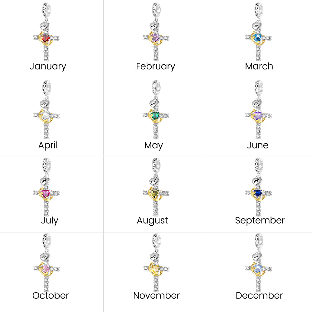 Gnoce Crown of Thorns Nail Cross Charm Platinum-plated Silver Blend_4