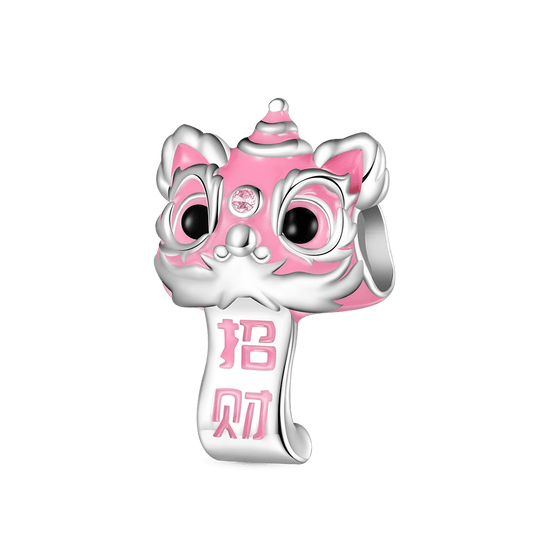 Gnoce Pink Lion Dance Charm Platinum-plated Silver Blend_1