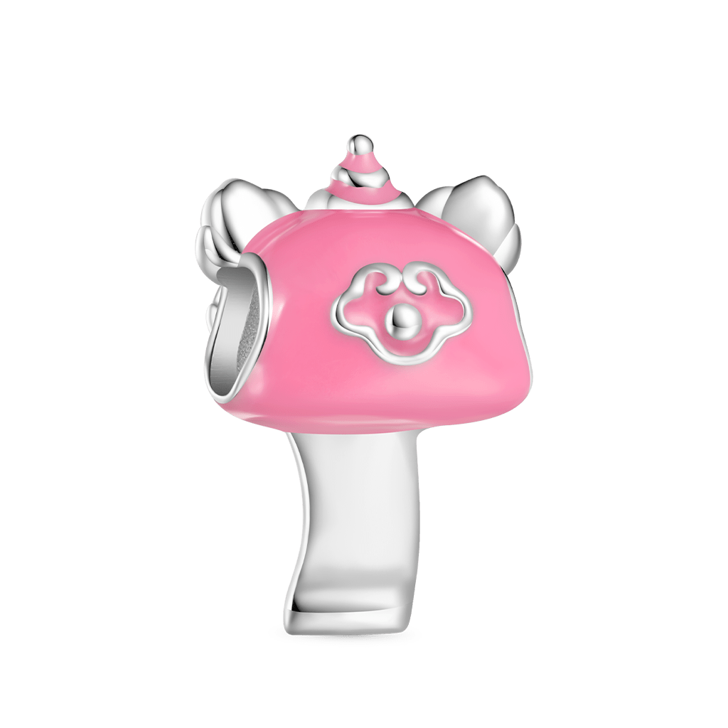 Gnoce Pink Lion Dance Charm Platinum-plated Silver Blend_2