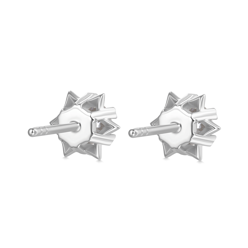 Gnoce Romantic Snowflake  Moissanite Stud Earring Platinum-plated Silver Blend_2