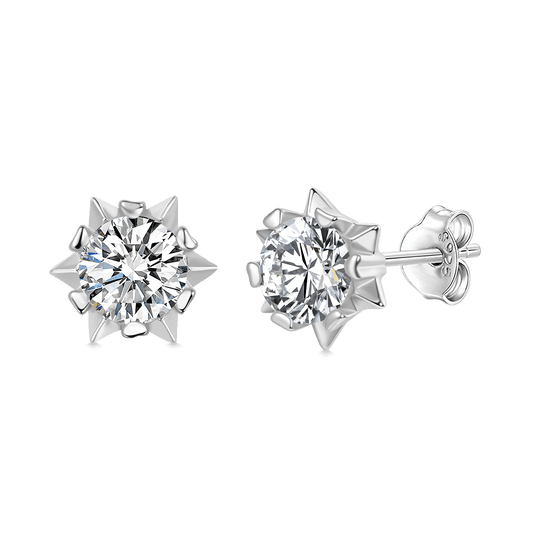 Gnoce Romantic Snowflake  Moissanite Stud Earring Platinum-plated Silver Blend_1