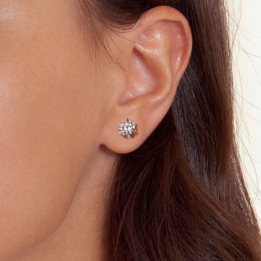 Gnoce Romantic Snowflake  Moissanite Stud Earring Platinum-plated Silver Blend_5