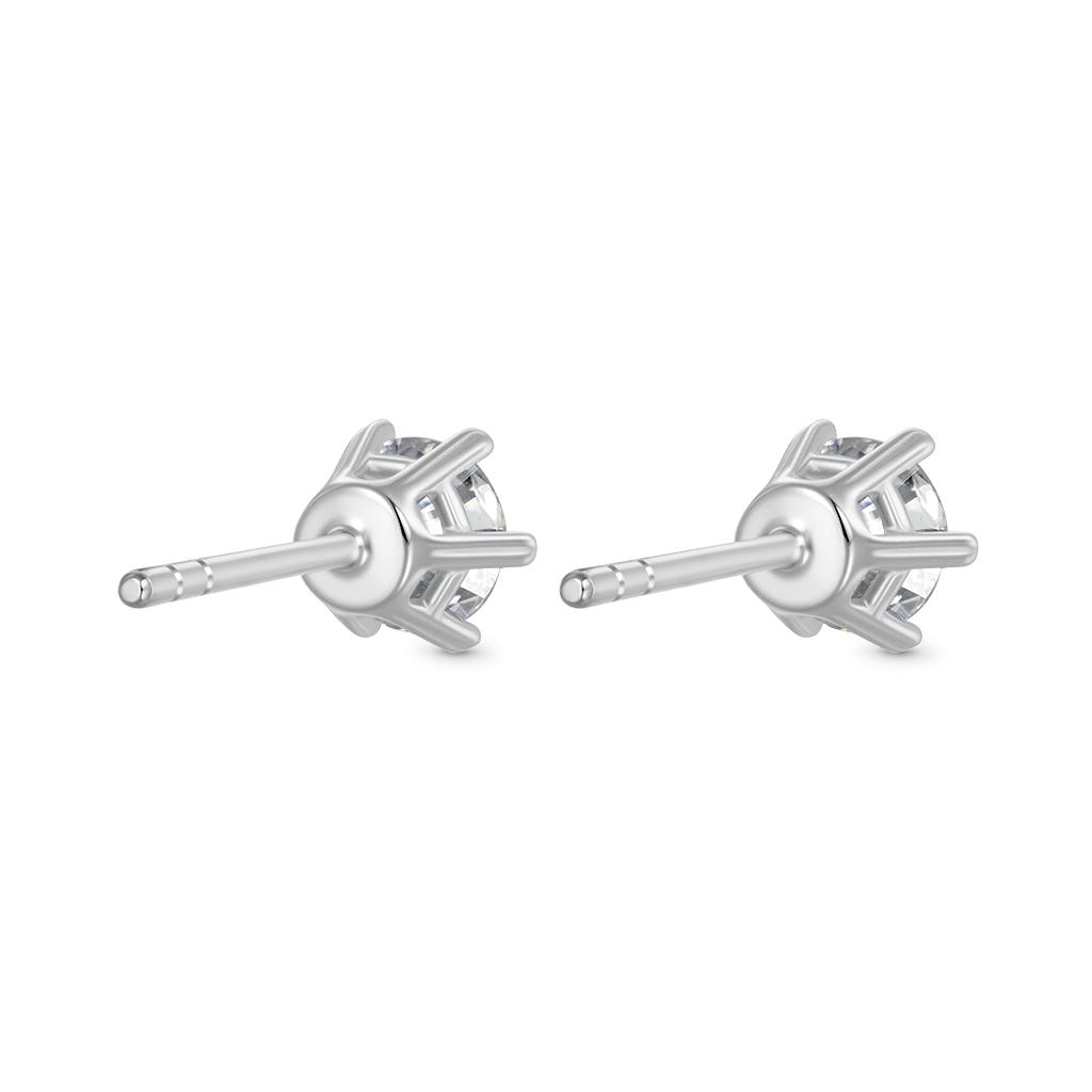 Gnoce Round Cut Moissanite Stud Earrings Platinum-plated Silver Blend_2
