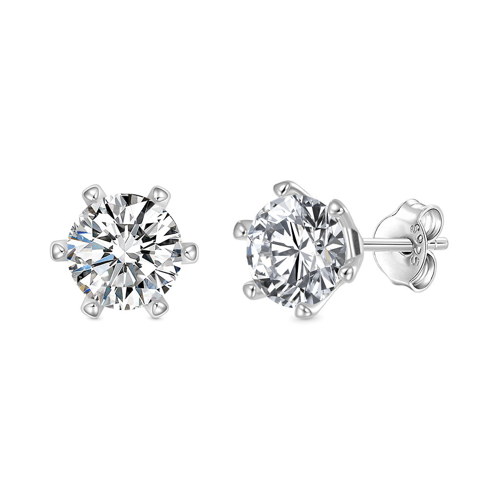 Gnoce Round Cut Moissanite Stud Earrings Platinum-plated Silver Blend_1