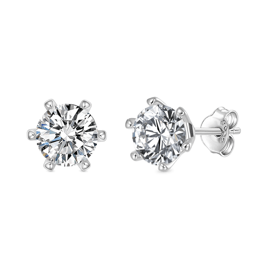Gnoce Round Cut Moissanite Stud Earrings Platinum-plated Silver Blend_1