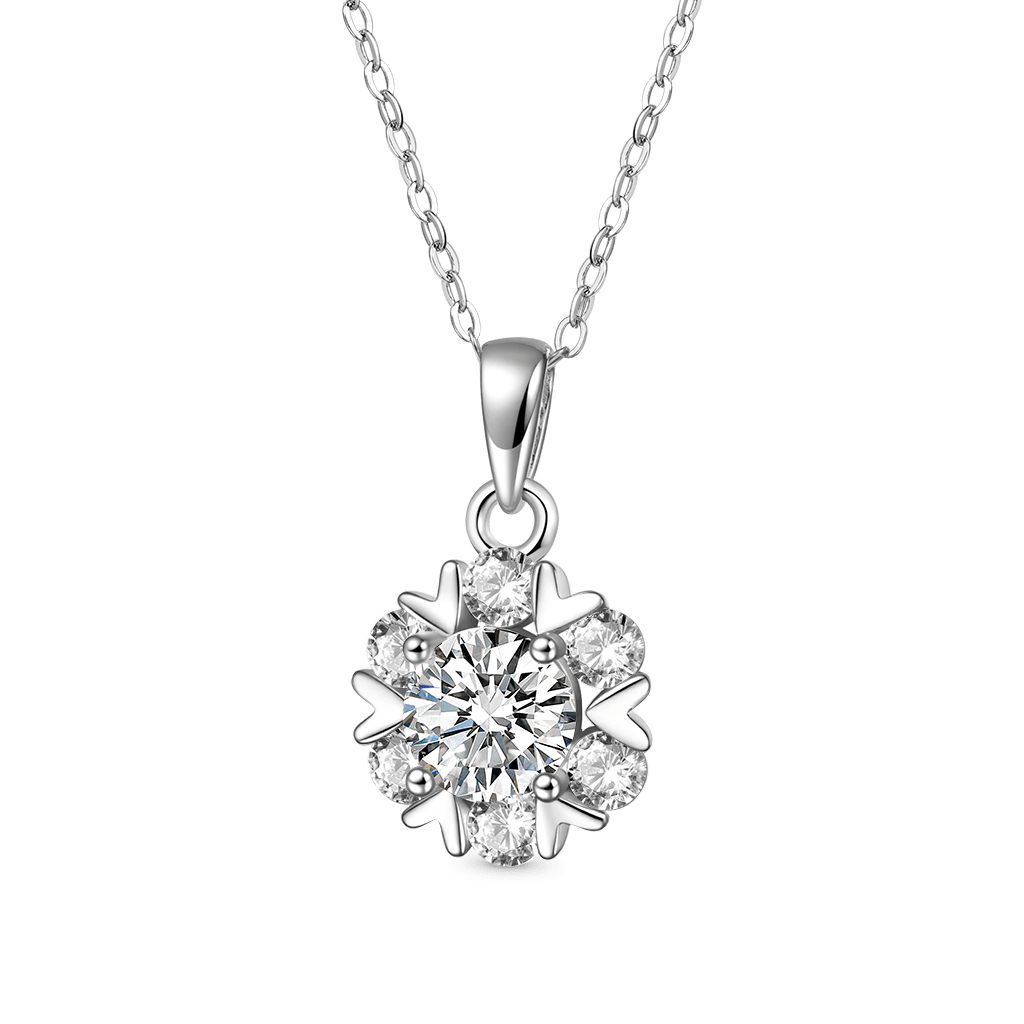 Gnoce Moissanite Snowflake Necklace Platinum-plated Silver Blend_1