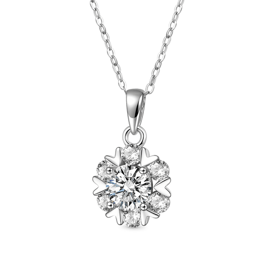 Gnoce Moissanite Snowflake Necklace Platinum-plated Silver Blend_1