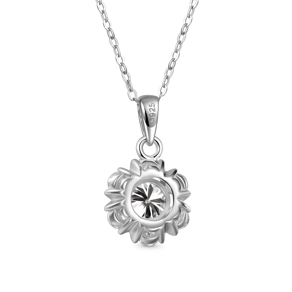 Gnoce Moissanite Snowflake Necklace Platinum-plated Silver Blend_2