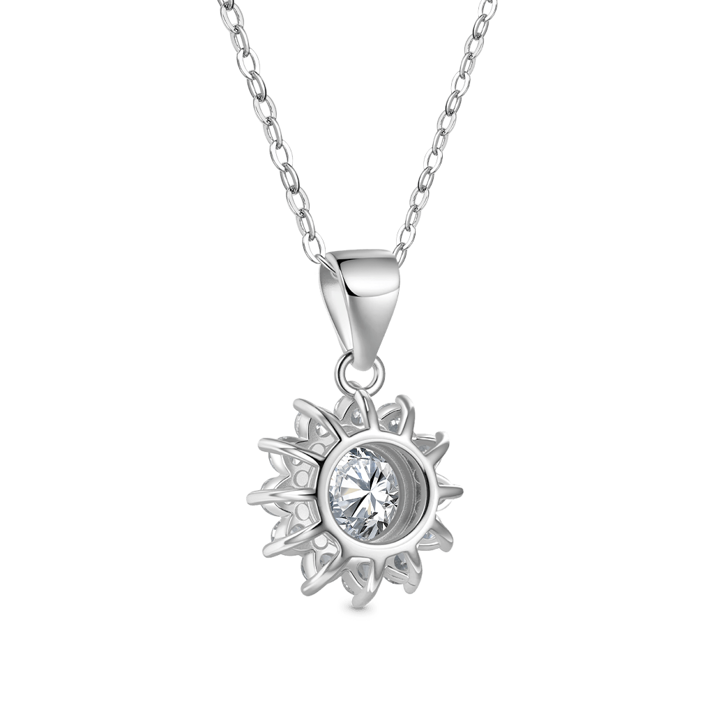 Gnoce Moissanite Sunflower Necklace Platinum-plated Silver Blend_2